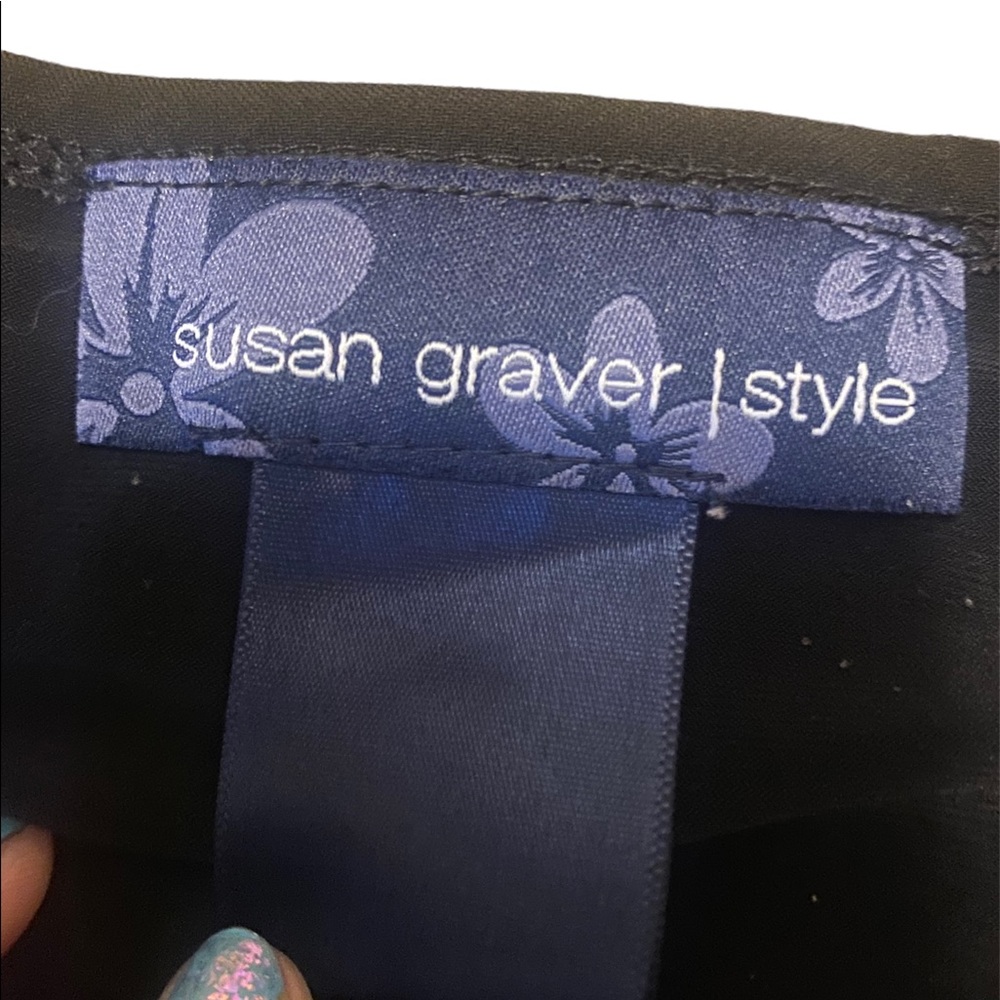 Susan Graver black crew neck top - Picture 3 of 8